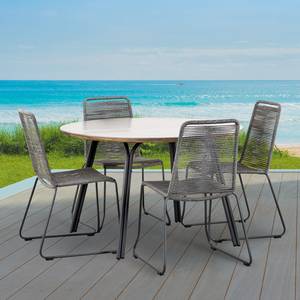 Table et chaises Symi (5 éléments) Béton / Polyéthylène - Noir / Gris