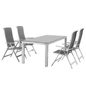 Table et chaises Palermo (5 éléments) Céramique / Tissu - Argenté / Gris
