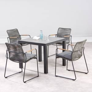 Table et chaises Bormio (5 éléments) Céramique / Tissu - Gris