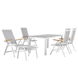 Table et chaises Cavalese (6 éléments) Céramique / Tissu - Blanc / Gris