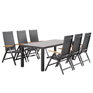 Table et chaises Cavalese (7 éléments) Céramique / Tissu - Marron / Anthracite