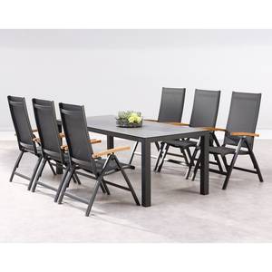 Table et chaises Cavalese (7 éléments) Céramique / Tissu - Marron / Anthracite