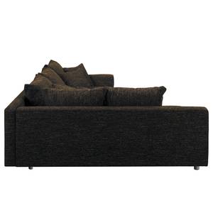 Ecksofa Arimo I Strukturstoff - Braun - Ottomane davorstehend links - Mit Hocker