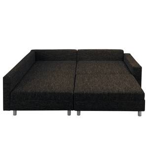 Ecksofa Arimo I Strukturstoff - Braun - Ottomane davorstehend links - Mit Hocker