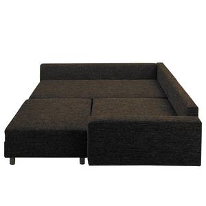 Ecksofa Arimo I Strukturstoff - Braun - Ottomane davorstehend links - Mit Hocker