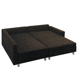 Ecksofa Arimo I Strukturstoff - Braun - Ottomane davorstehend links - Mit Hocker