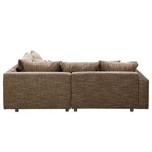 Ecksofa Arimo I Strukturstoff - Beige - Ottomane davorstehend rechts - Mit Hocker