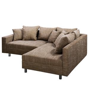 Ecksofa Arimo I Strukturstoff - Beige - Ottomane davorstehend rechts - Mit Hocker