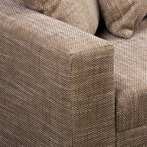 Ecksofa Arimo I Strukturstoff - Beige - Ottomane davorstehend rechts - Mit Hocker