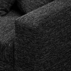 Canapé d’angle Arimo I Tissu structuré - Gris foncé - Méridienne longue à gauche (vue de face) - Avec repose-pieds