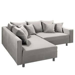 Ecksofa Arimo I Strukturstoff - Grau - Ottomane davorstehend links - Mit Hocker