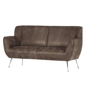 Küchensofa Morwell (2-Sitzer) Echtleder / Metall - Chrom