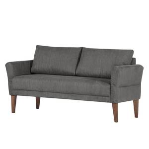 Küchensofa Kempsey (3-Sitzer) Flachgewebe / Buche massiv - Dunkelgrau