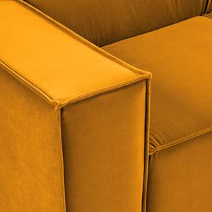 Canapé d’angle KINX ottomane Velours - Velours Shyla: Jaune moutarde - Méridienne longue à droite (vue de face) - Sans fonction