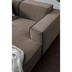 Zithoek KINX Fluweel - Velours Shyla: Taupe - Longchair vooraanzicht rechts/Ottomaan links