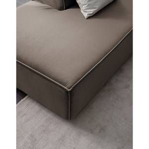 Zithoek KINX Fluweel - Velours Shyla: Taupe - Longchair vooraanzicht rechts/Ottomaan links