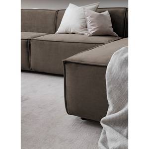 Zithoek KINX Fluweel - Velours Shyla: Taupe - Longchair vooraanzicht rechts/Ottomaan links