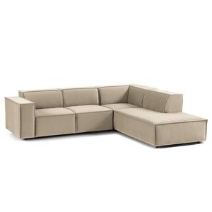 Ecksofa KINX mit Ottomane Samt - Samt Shyla: Beige - Ottomane davorstehend rechts - Keine Funktion