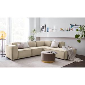 Ecksofa KINX mit Ottomane Samt - Samt Shyla: Beige - Ottomane davorstehend rechts - Keine Funktion