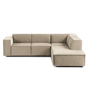 Ecksofa KINX mit Ottomane Samt - Samt Shyla: Beige - Ottomane davorstehend rechts - Keine Funktion