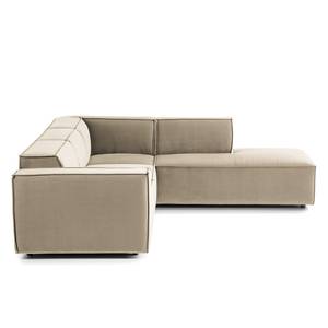 Ecksofa KINX mit Ottomane Samt - Samt Shyla: Beige - Ottomane davorstehend rechts - Keine Funktion