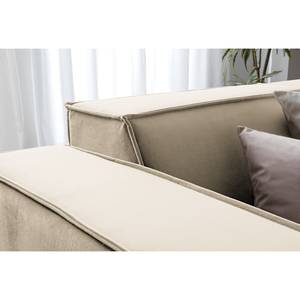 Ecksofa KINX mit Ottomane Samt - Samt Shyla: Beige - Ottomane davorstehend rechts - Keine Funktion