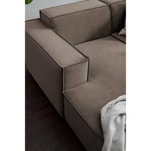 Wohnlandschaft KINX Samt - Samt Shyla: Taupe - Longchair davorstehend links / Ottomane rechts