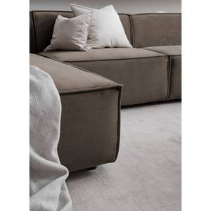 Wohnlandschaft KINX Samt - Samt Shyla: Taupe - Longchair davorstehend links / Ottomane rechts