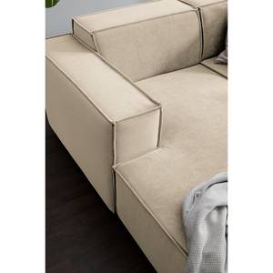 Wohnlandschaft KINX Samt - Samt Shyla: Beige - Longchair davorstehend links / Ottomane rechts