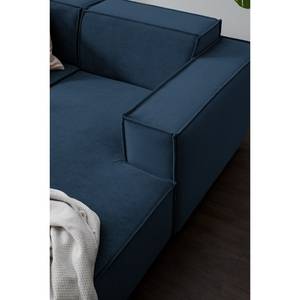 Zithoek KINX Fluweel - Velours Shyla: Donkerblauw - Longchair vooraanzicht rechts/Ottomaan links