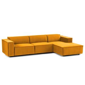 Ecksofa KINX mit Longchair Samt - Samt Shyla: Senfgelb - Breite: 294 cm - Longchair davorstehend rechts - Keine Funktion