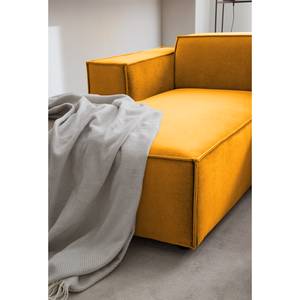 Canapé d’angle KINX méridienne Velours Shyla: Jaune moutarde - Largeur : 294 cm - Méridienne courte à gauche (vue de face) - Sans fonction