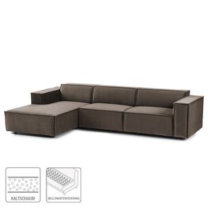 Ecksofa KINX mit Longchair Samt Shyla: Taupe - Breite: 294 cm - Longchair davorstehend links - Keine Funktion