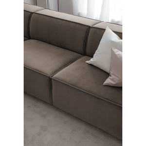 Ecksofa KINX mit Longchair Samt Shyla: Taupe - Breite: 294 cm - Longchair davorstehend links - Keine Funktion