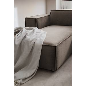 Ecksofa KINX mit Longchair Samt Shyla: Taupe - Breite: 294 cm - Longchair davorstehend links - Keine Funktion