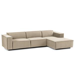 Ecksofa KINX mit Longchair Samt Shyla: Beige - Breite: 294 cm - Longchair davorstehend rechts - Keine Funktion