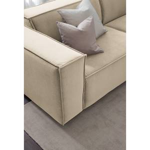 Hoekbank KINX met Longchair Velours Shyla: Beige - Breedte: 294 cm - Longchair vooraanzicht rechts - Geen functie