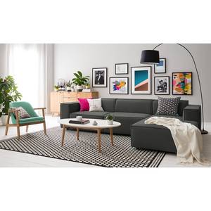 Ecksofa KINX mit Longchair Samt Shyla: Rauchgrün - Breite: 294 cm - Longchair davorstehend rechts - Keine Funktion