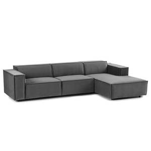 Ecksofa KINX mit Longchair Samt Shyla: Grau - Breite: 294 cm - Longchair davorstehend rechts - Keine Funktion