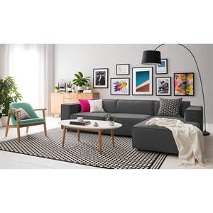 Ecksofa KINX mit Longchair Samt Shyla: Grau - Breite: 294 cm - Longchair davorstehend rechts - Keine Funktion