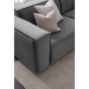 Ecksofa KINX mit Longchair Samt - Samt Shyla: Grau - Breite: 294 cm - Longchair davorstehend rechts - Keine Funktion