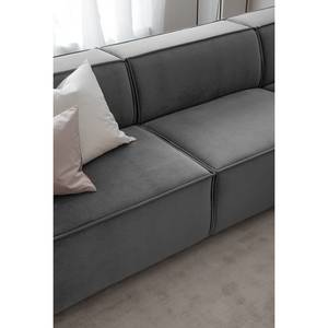 Ecksofa KINX mit Longchair Samt - Samt Shyla: Grau - Breite: 294 cm - Longchair davorstehend rechts - Keine Funktion