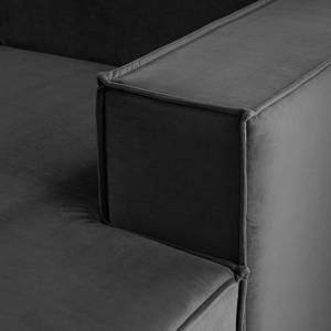 Canapé d’angle KINX méridienne Velours Shyla: Gris - Largeur : 294 cm - Méridienne courte à droite (vue de face) - Sans fonction
