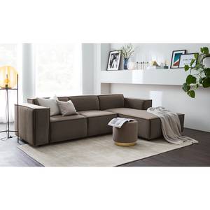 Ecksofa KINX mit Longchair Samt Shyla: Taupe - Breite: 260 cm - Longchair davorstehend rechts - Keine Funktion