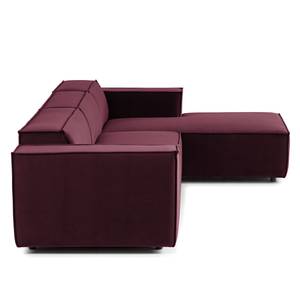 Ecksofa KINX mit Longchair Samt - Samt Shyla: Aubergine - Breite: 294 cm - Longchair davorstehend rechts - Keine Funktion