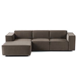 Ecksofa KINX mit Longchair Samt Shyla: Taupe - Breite: 260 cm - Longchair davorstehend links - Keine Funktion