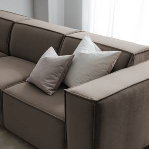 Ecksofa KINX mit Longchair Samt Shyla: Taupe - Breite: 260 cm - Longchair davorstehend links - Keine Funktion