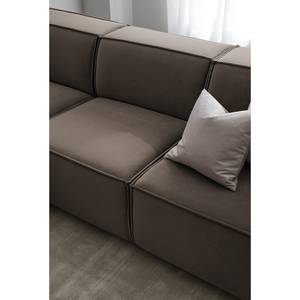 Ecksofa KINX mit Longchair Samt Shyla: Taupe - Breite: 260 cm - Longchair davorstehend links - Keine Funktion