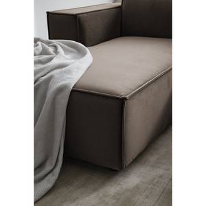 Ecksofa KINX mit Longchair Samt Shyla: Taupe - Breite: 260 cm - Longchair davorstehend links - Keine Funktion