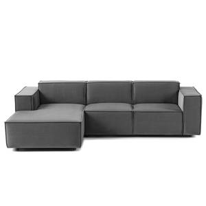 Ecksofa KINX mit Longchair Samt Shyla: Grau - Breite: 260 cm - Longchair davorstehend links - Keine Funktion